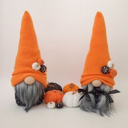 Thanksgiving Gnomes with 6 Pumpkins Fall Gnome Stuffed Gnome Dolls Autumn Gnome Halloween Dcor Orange Plush Gnome Gift