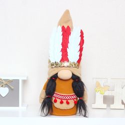 Native Americans / Indian Gnome Girl / Thanksgiving decor / Fall Gift / Scandinavian gnome