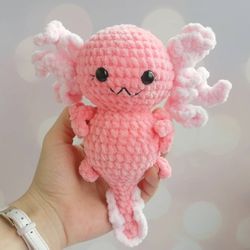 Baby axolotl plush Crochet pink Mexican Salamander Sea animal Amigurumi Gift bestfriend Kawaii stuffed toy