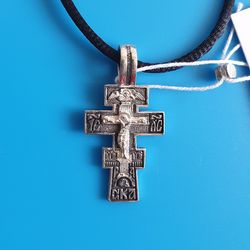 Orthodox blessed cross crucifix made of silver 925 Let God arise prayer on the back side free shipping