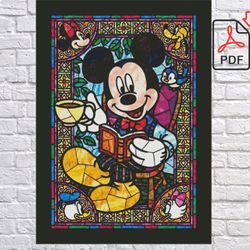 Mickey Mouse Cross Stitch Pattern / Disney Cross Stitch Pattern / Mickey Stained Glass Cross Stitch Chart / Counted PDF