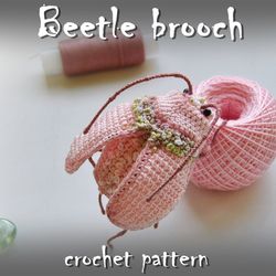 Beetle crochet pattern, amigurumi bug toy pattern, crochet DIY, crochet brooch tutorial, how to crochet bug guide
