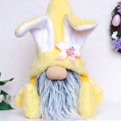 Yellow Easter bunny gnome