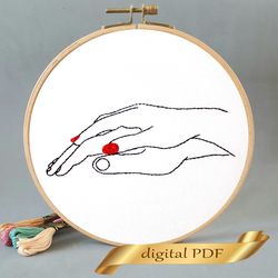 Silhouette hand pdf, pattern easy embroidery DIY, metrics for wedding