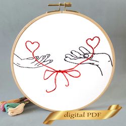 Silhouette hand pdf, pattern easy embroidery DIY, metrics for wedding