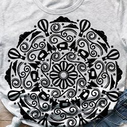 Mandala travel trailer Balloons Hippie print Camper shirt Vacation clipart Personalized gift Digital downloads clipart