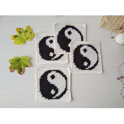 Coasters Yin and Yang, White and Black, Coasters hand made, Wedding Gifts