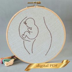 pregnancy woman hand embroidery pdf, pattern easy embroidery diy, metric for boy