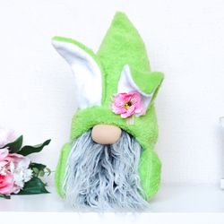Easter Bunny Gnome / Plush Green Bunny Toy