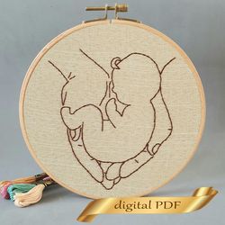 silhouette hand embroidery pdf, pattern easy embroidery diy, metric for baby