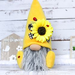 Sunflower Gnome ,Harvest Festival decor ,Fall Kitchen Tiered tray decor , Rustic Gnome