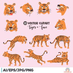 Cute Cartoon Chinese Tiger Clipart