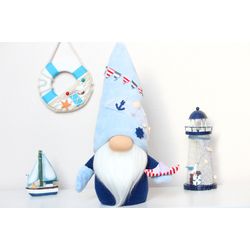 Beach Gnome with a boat  / Nautical Gnome / Lake House
