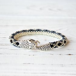 Silver snake bracelet for women Ouroboros Unisex bracelet Silver snake bangle Serpent bracelet for men Gray bracelet