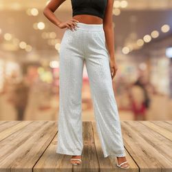 Sequins High Waist Wide Leg Loose Pants Trousers Formal Party Cocktail Wedding