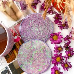 set coasters for mugs, table setting epoxy resin handmade stand for candles under perfumes plates for jewelry