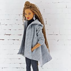Set of jeans, bodysuit and cape with hood