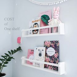 One Kids Wall Book Shelf, Floating Nursery Shelf, Shelving, Book Rack