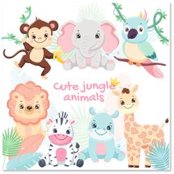 Jungles cute babies animals PNG clip art