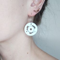 Sci-fi earrings recycled Ufo earrings for geek Grunge earrings men Cyberpunk earrings recycled