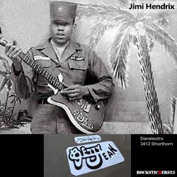 Jimi Hendrix guitar sticker "Betty Jean" Danelectro 3412 Shorthorn plus autograph