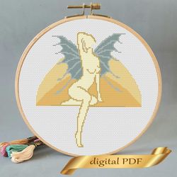 cross stitch pattern naked woman, design easy embroidery diy, abstract modern embroidery