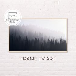 Samsung Frame TV Art | Moody Dark Green Forest In Mist Art For The Frame TV | Digital Art Frame TV | Halloween