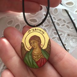 Archangel Gabriel | Icon pendant | Icon necklace | Wooden pendant | Jewelry icon | Orthodox Icon | Christian saints