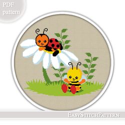 Little Insects cross stitch pattern. Baby cross stitch. Nursery cross stitch.