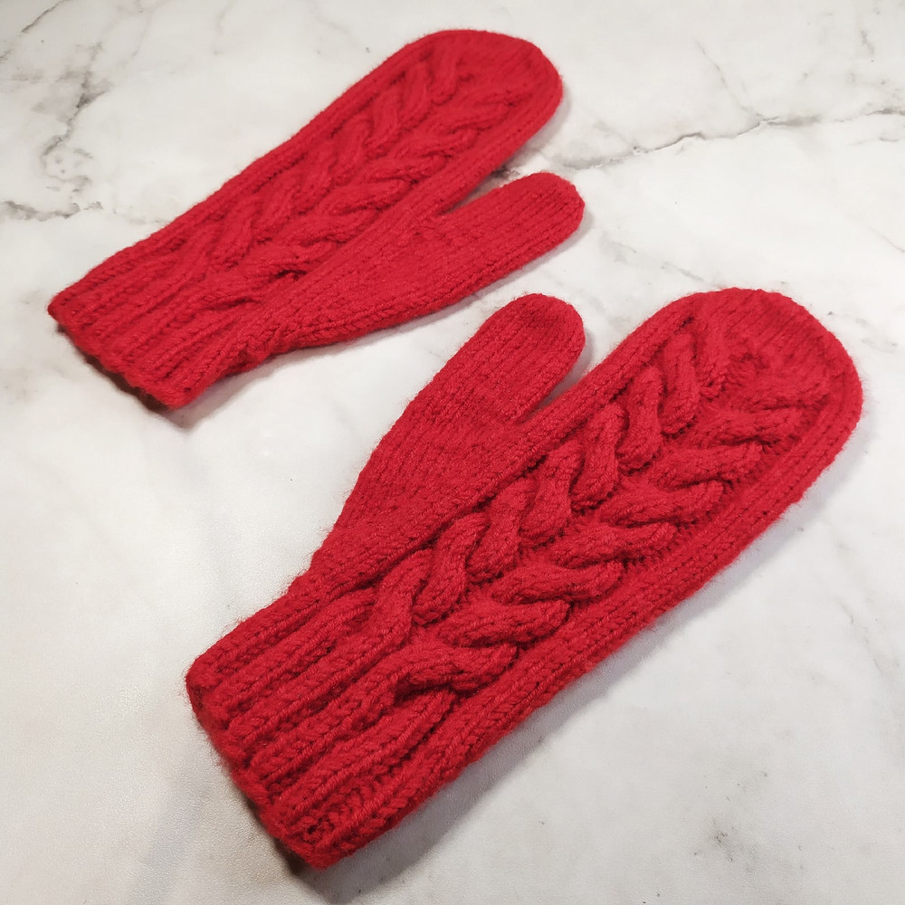 Knit Mittens - Winter Mittens - Red Mittens - Merino Mittens - Aran Mittens