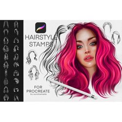 Hairstyle Stamp Brushes  for Procreate