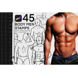 45 Men Body Poses Procreate Brushes