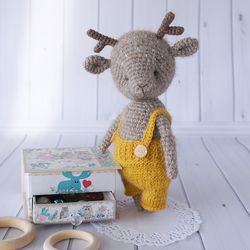 Deer Animal Doll with clothes, Woodland Decorative Toy, Cute Gift for Teenage girls, Soft animal Doll for Nursery