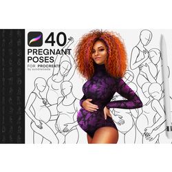 pregnant body poses stamp procreate