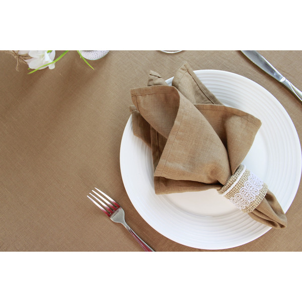 Brown linen napkins set / Cloth bridal shower napkins bulk / - Inspire  Uplift