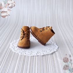 Reddish Boots for Paola Reina, Lace up Shoes for doll, Genuine Leather Doll footwear, Shoes for Paola Reina 13 inches