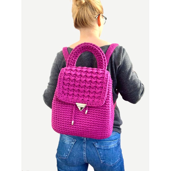 Crochet backpack with lining, Shoulder crochet bag, Crochet | Inspire ...