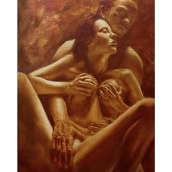 Sex Painting Nude Couple Art Nude Painting Sex Wall Art Nude Figure Art Sexy Couple Artwork Erotic Painting 19.5" by 16"