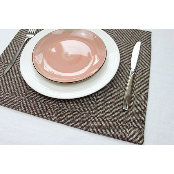 Brown_heavy_linen_placemats_set_modern_geometric_printed_table_mats_Rustic_abstract_striped_placemats_cloth_mats.JPG