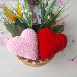 Set for 2 velor hearts, Mini Pillows Love Heart