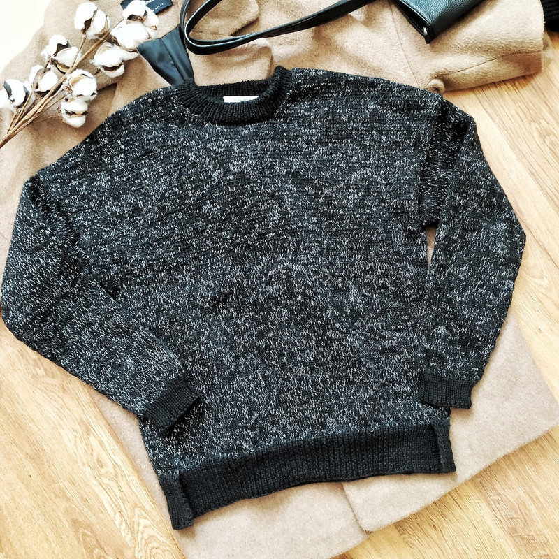 Hand knit sweater for women black and grey sweater hand knit sweaters warm