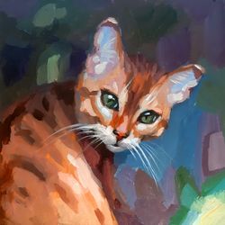 pet portrait painting original art commission artwork custom cat portrait from photo 8 by 8 inches