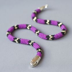 Purple snake necklace Snake choker Serpent necklace Ouroboros necklace Purple necklaces for women
