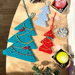 Crochet christmas tree ornament, Wall hanging, Holiday xmas decor, Pattern Tutorial PDF,Download Tutorial PDF VIDEO