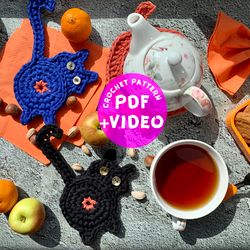 Crochet cat butt coaster, Cat lovers gift, crochet cat amigurumi, Pattern Tutorial PDF Video