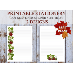 Strawberries  Letter Writing Paper, Stationery Paper, Printable Note Paper, Digital Letter Paper, Instant Download