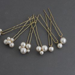 pearl bridal hair pins set / cluster pearl hair piece wedding / large pearl hair pins / wedding pins pearl for bride