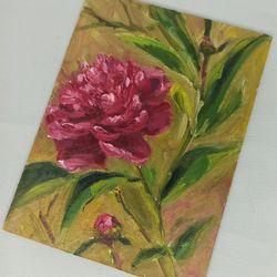 original peonies painting oil painting  aesthetic painting plein air painting romantic painting