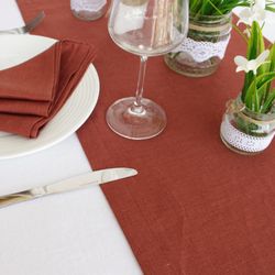 Terracotta linen table runner / Custom table runner / Dining table top / table runner handmade /  kitchen gift