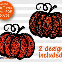 Bundle Pumpkin Orange vector files Thanksgiving clipart Mandala Zentangle art